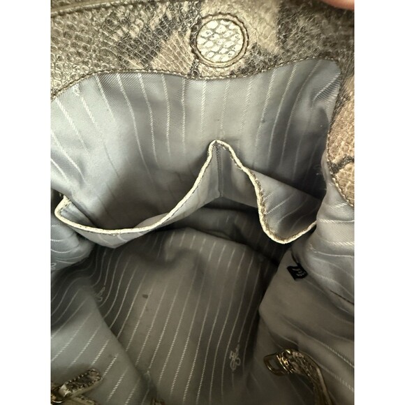 Cole Haan Designer Neutral Snake Print Leather Shoulder Hobo Bag Gold Hardware - Picture 9 of 16